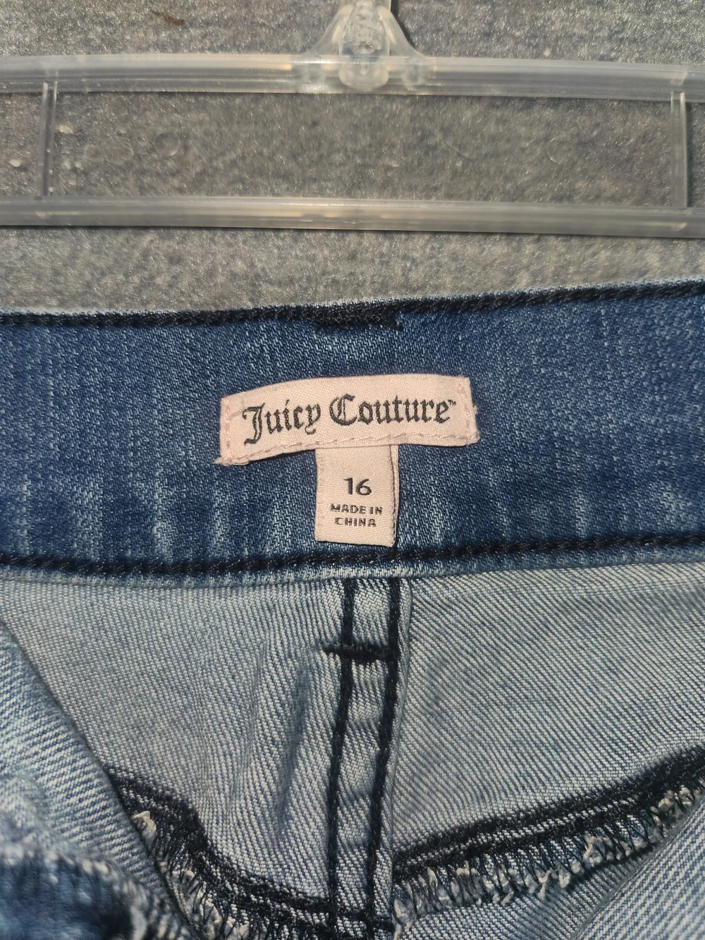 Juicy Couture Blue Women's Denim Shorts with Gold Glitter Patches #351